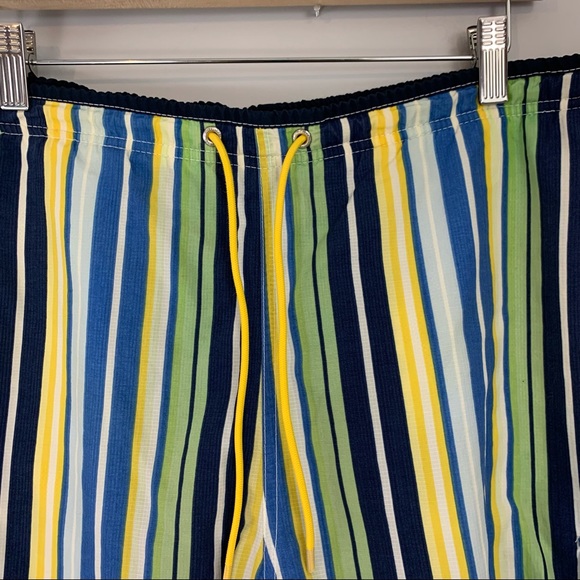 Tommy Hilfiger Premium Swim Trunks Shorts Striped Drawstring Pockets - Picture 2 of 8